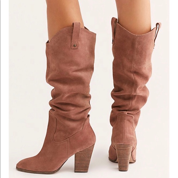 New! Free People slouchy tall heeled cowboy boots - Picture 4 of 8
